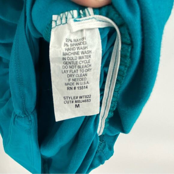 Made by Johnny Tunic Top Medium Rushed Side Costal Made in the USA Aqua - Picture 2 of 8